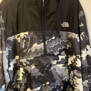 The North Face Black and Gray Camo Jacket
